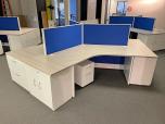 Used Used AIS Cubicles with grey wood laminate and blue fabric 