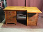 Used Small desk with beautiful classic wood finish and overhang on right side 