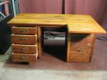 Used Small Desk With Classic Wood Finish And Overhang - ITEM #:120044 - Img 4 of 4