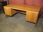 Used Desk with oak veneer finish and dual half high drawer set 