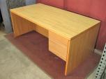 Used Single Pedestal Desk With Oak Finish - ITEM #:120053 - Img 2 of 4
