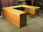 Executive U-shape oak desk set - ITEM #:120086 - Thumbnail image 2 of 6