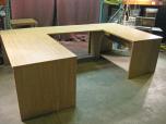 U-Shaped Desk with Box/File Pedestal, Light Oak Laminate - ITEM #:120126 - Img 1 of 5