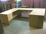 U-Shaped Desk with Box/File Pedestal, Light Oak Laminate - ITEM #:120126 - Img 2 of 5