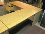 U-Shaped Desk with Box/File Pedestal, Light Oak Laminate - ITEM #:120126 - Img 5 of 5