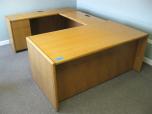 U-Shaped Desk with Pedestal Drawers in Light Wood Finish - ITEM #:120145 - Img 1 of 5