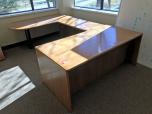 Used U-shape desk set with oak veneer finish 