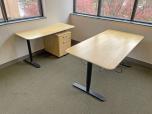 Used Used Sit Stand Desk Set With Maple Top And Black Frame 