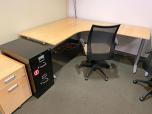 Used Used L-shape Maple Corner Desks With Silver Legs 