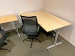 Used L-shape Maple Corner Desks With Silver Legs - ITEM #:120292 - Thumbnail image 2 of 4