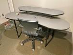 Used Used Desk With Riser - Grey Speckled Laminate - Black Frame 