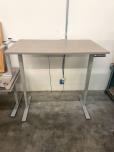 Used Sit Stand Desks - Grey Wood Laminate - Silver - ITEM #:120302 - Img 4 of 5