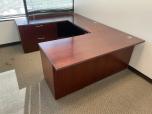 Mahogany U-Shape Executive Desk Set with Reeded Edge - ITEM #:120306 - Img 1 of 5