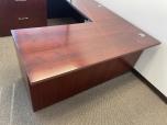 Used U-shape Desk - Mahogany Veneer Finish - Silver Handles - ITEM #:120306 - Img 2 of 5