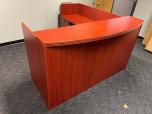 Used Reception Station With Cherry Laminate Finish - ITEM #:120317 - Img 1 of 6