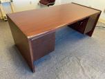 Used Executive Desk With Mahogany Laminate Finish - ITEM #:120320 - Img 1 of 4