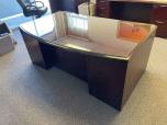 Used Executive Desk Credenza Set With Mahogany Veneer - ITEM #:120321 - Img 1 of 4