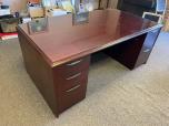 Used Executive Desk Credenza Set With Mahogany Veneer - ITEM #:120321 - Img 2 of 4