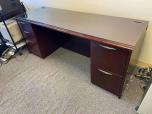 Used Executive Desk Set With Mahogany Veneer - Credenza Too - ITEM #:120321 - Thumbnail image 3 of 4