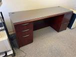 Used Executive Desk Set With Mahogany Veneer - Credenza Too - ITEM #:120321 - Thumbnail image 4 of 4