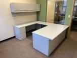 Used U-shape Desk With Grey Laminate Finish - Overhead - ITEM #:120324 - Thumbnail image 1 of 8
