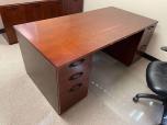 Used Executive Desk Set - Mahogany Veneer Finish W Credenza - ITEM #:120326 - Thumbnail image 2 of 8