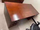 Used Executive Desk Set - Mahogany Veneer Finish W Credenza - ITEM #:120326 - Thumbnail image 3 of 8