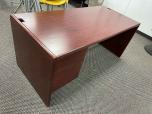 Used Desk With Mahogany Laminate Finish - Single Pedestal - ITEM #:120328 - Thumbnail image 2 of 4
