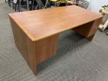 Used Desk With Oak Laminate Finish - Double Pedestal - ITEM #:120329 - Img 1 of 5