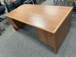 Used Desk With Oak Laminate Finish - Double Pedestal - ITEM #:120329 - Thumbnail image 2 of 5