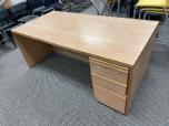 Used Desk With Oak Veneer Finish - Single Pedestal - ITEM #:120330 - Img 1 of 5
