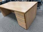 Used Desk With Oak Veneer Finish - Single Pedestal - ITEM #:120330 - Img 2 of 5