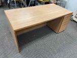 Used Desk With Oak Veneer Finish - Single Pedestal - ITEM #:120330 - Img 3 of 5