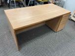 Used Desk With Oak Veneer Finish - Single Pedestal - ITEM #:120330 - Thumbnail image 3 of 5