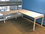 Used Used L-Shape Desk With White Laminate And White Metal Frame 
