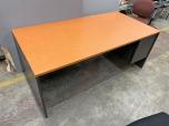 Used Desk - Light Cherry Laminate - Charcoal Base - ITEM #:120353 - Img 1 of 8