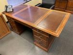 Used Desk Credenza Set - Classic Leather Inlay top - ITEM #:120355 - Img 2 of 7