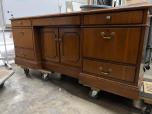Used Desk Credenza Set - Classic Leather Inlay top - ITEM #:120355 - Img 2 of 8