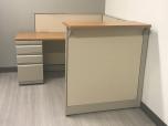 HON L-Shaped Reception Desk with Pedestal File, Medium Oak - ITEM #:120360 - Img 3 of 3