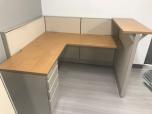 Used Hon Reception Desk - Tan Fabric - Oak Laminate - ITEM #:120360 - Img 2 of 3