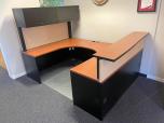 U-Shape Reception Desk with Hutch, Cherry & Black - ITEM #:120361 - Img 1 of 5
