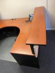 Used Reception Desk - U-Shape - Cherry And Black - ITEM #:120361 - Img 2 of 5