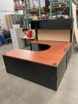 Used Desks - L-Shape or U-shape - Cherry and Black - ITEM #:120364 - Img 12 of 14