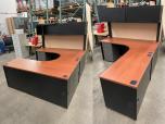 Used Desks - L-Shape or U-shape - Cherry and Black - ITEM #:120364 - Img 1 of 14