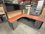 Used Desks - L-Shape or U-shape - Cherry and Black - ITEM #:120364 - Img 5 of 14