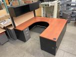 Used Desks - L-Shape or U-shape - Cherry and Black - ITEM #:120364 - Img 9 of 14
