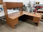 Used Hon L-Shape Desk With Hutch - Walnut Laminate - ITEM #:120366 - Img 1 of 6