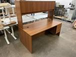 Used Hon Desk With Overhead Hutch - Walnut Laminate - ITEM #:120367 - Img 1 of 6