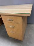 Used Desk With Solid Oak Top And Glass - ITEM #:120369 - Img 4 of 5