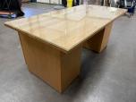 Used Desk With Solid Oak Top And Glass - ITEM #:120369 - Img 5 of 5